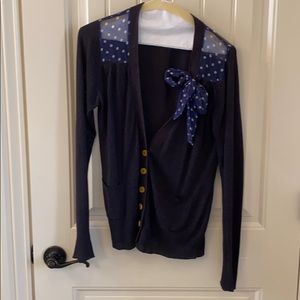 Anthropologie Bow Sweater with polka dot detail